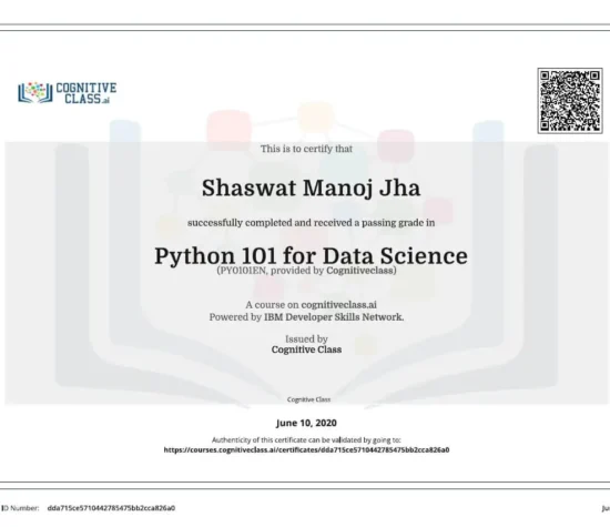 IBM Python 101 for Data Science Shaswat Certificate