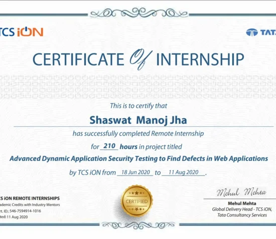 Shaswat advanced dynamic web application testing certificate